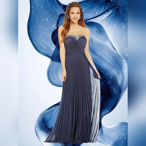 B. Darlin Strapless Navy Dress - Picture 1 of 12